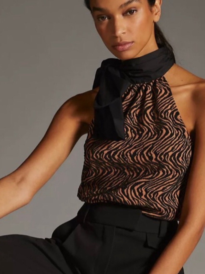 New Anthropologie Sunday In Brooklyn Jacquard Halter Top Size Xs